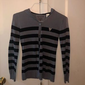 Guess Black & Gray Stripped Hooded Cardigan